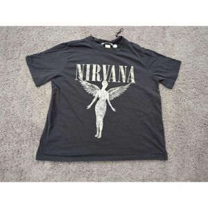 Nirvana In Utero T Shirt Womens S Short Sleeve H&M Gray Oversized